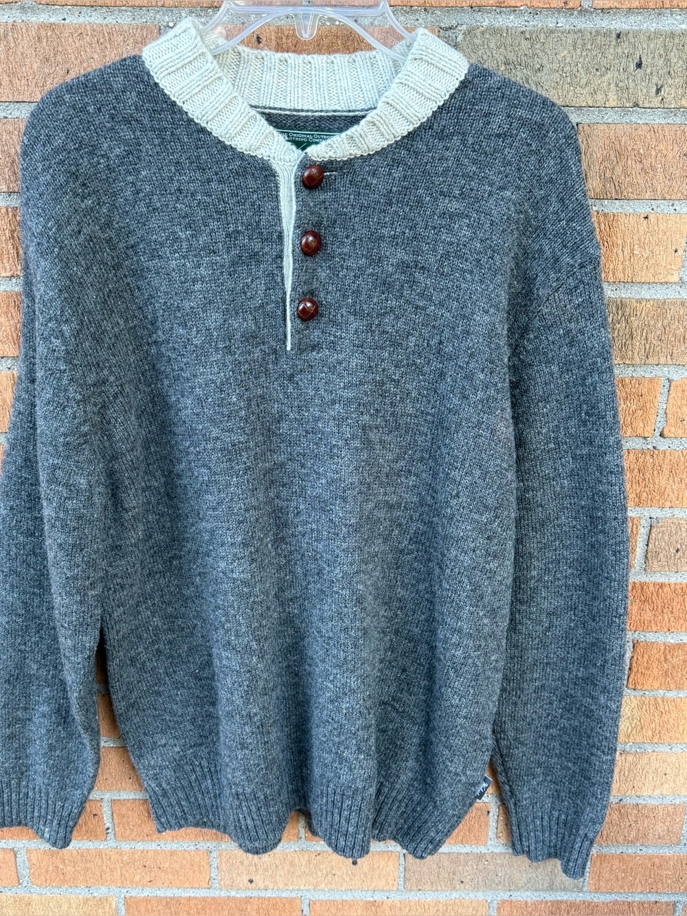 VTG Men’s Woolrich Grey Heathered Wool Pullover Sweater Elbow Patches Size L